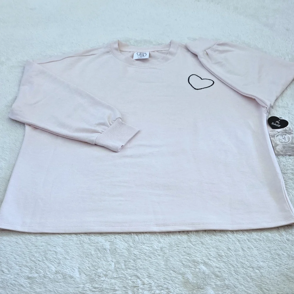 Sage🌿 Collective Stitched🪡 Open Black Heart🖤 Sweatshirt  - NWT - Picture 12 of 14